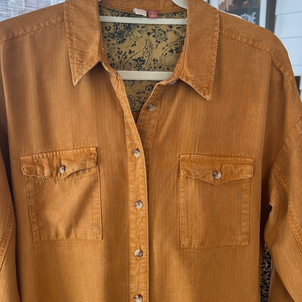 Pilcro Rust Color Dress with Ruffled Hemline - Picture 3 of 8